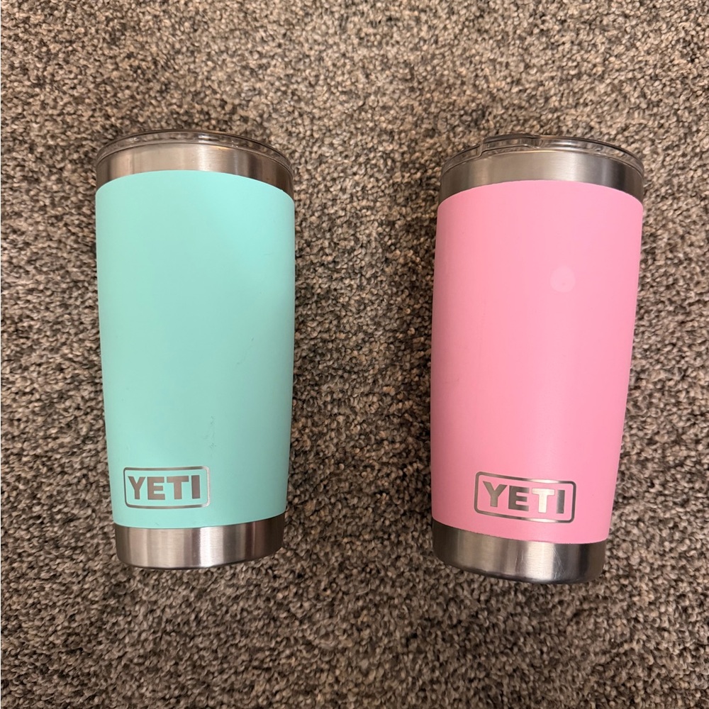Yeti Mint Green and Pastel Pink Rambler Tumblers - Set of 2